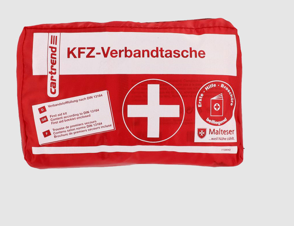 Carset KFZ-Verbandtasche DIN 13164 - Verbandskasten Auto - Erste Hilfe  Kasten Auto - Erste Hilfe Set Auto - Motorrad - Boot - Fahrrad - Rot