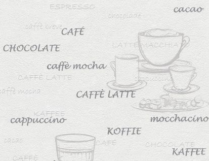 Vliestapete Kaffeemotiv Silber