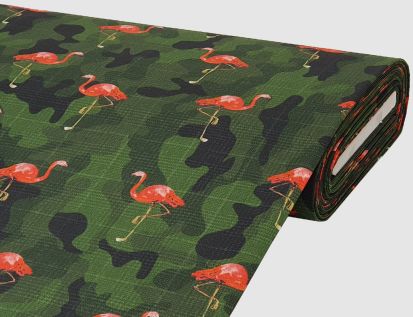 Dekostoff Camouflage Flamingo Dunkelgrün