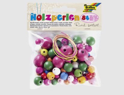 Bunte Holzperlen rund