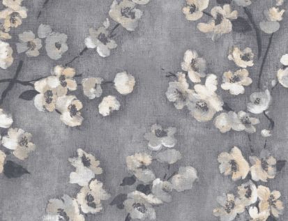 Vliestapete Blume Grau Beige