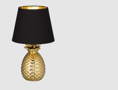 Tischleuchte Ananas Gold, Schwarz