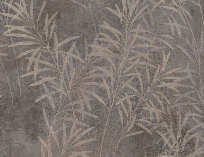 Vliestapete Blume Grau Creme