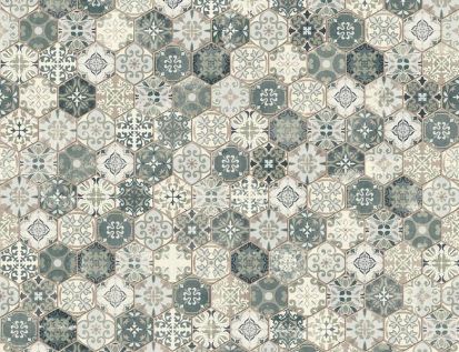 PVC Calypso Tile Blau, Beige