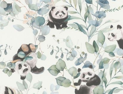 Papiertapete Panda Grün