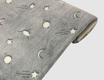 Microfleece Mond, Sterne Grau