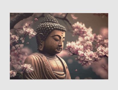 Bild Buddha und Kirschblüte