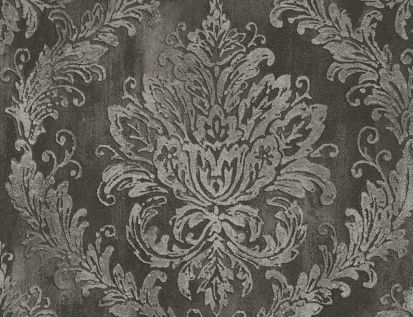 Vliestapete Barock Schwarz, Silber