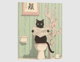 Bild Japandi Toilet Cat 40x50cm