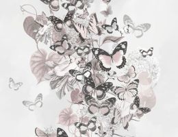 Papiertapete Schmetterlinge rosa beige
