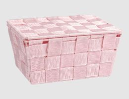 WENKO Adria Korb mit Deckel rosa
