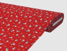 Dekostoff Schneemann Rot
