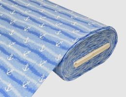 Jerseystoff Anker Streifen Blau