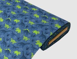 Dekostoff Dinosaurier Blau