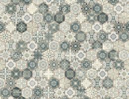 PVC Calypso Tile Blau, Beige