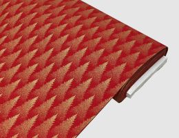 Dekostoff Tannenbäume Rot, Gold