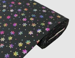 Jerseystoff Schneeflocken Bunt