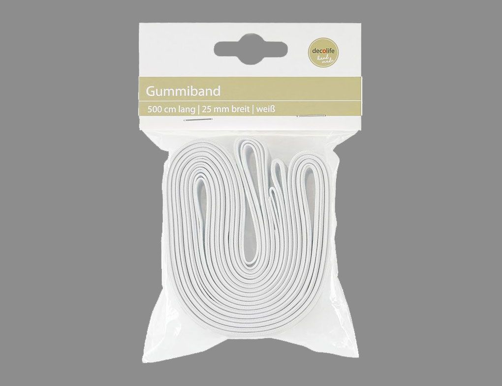 25 Meter Gummiband 35mm Weiß - Kochfest Bis 95°C