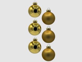 Abb. Weihnachtskugeln Gold Glas Ø6cm matt & glänzend