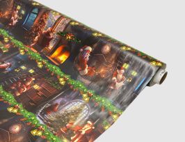 Abb. Wachstuch Patchwork Weihnachtsmann Bunt