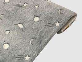 Abb. Microfleece Mond, Sterne Grau