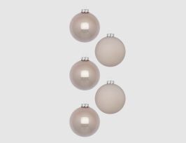 Abb. Weihnachtskugeln Taupe, Alabaster Glas Ø6cm supermatt & opal