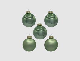 Abb. Weihnachtskugeln Salbei Glas Ø6cm matt & opal