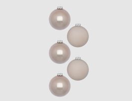 Abb. Weihnachtskugeln Taupe, Alabaster Glas Ø3cm supermatt & opal