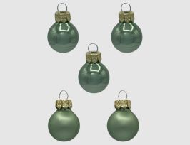 Abb. Weihnachtskugeln Salbei Glas Ø3cm matt & opal