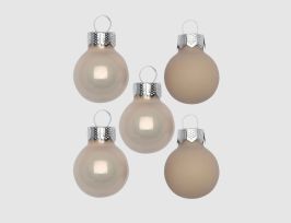 Abb. Weihnachtskugeln Taupe, Alabaster Glas Ø2cm supermatt & opal