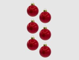 Abb. Weihnachtskugeln Rot Glas Ø8cm opal