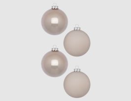 Abb. Weihnachtskugeln Taupe, Alabaster Glas Ø8cm supermatt & opal