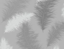 Abb. Papiertapete Federn Sanft Grau, Weiß