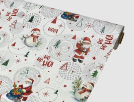 Abb. Wachstuch HoHoHo Weiß, Rot