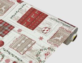 Abb. Wachstuch Patchwork Weiß, Rot