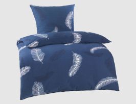 Abb. Bettwäsche Seersucker Federn Blau 135x200cm