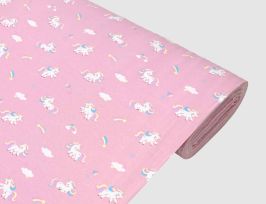 Abb. Jerseystoff Einhorn Rosa
