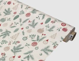 Abb. Wachstuch Tannenzweige Beige, Bunt