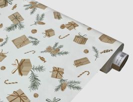 Abb. Wachstuch Geschenke Weiß, Bunt