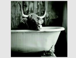 Abb. Bild Highland Rind in Badewanne