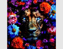 Abb. Bild Löwe im Blütenmeer