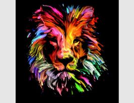 Abb. Bild Bunter Löwe auf schwarzem Hintergrund