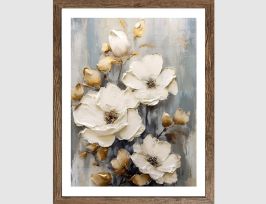 Abb. Bild Blumenmotiv in Creme und Gold