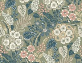 Abb. Vliestapete Floral Vintage Grün