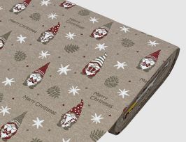 Abb. Dekostoff Wichtel, Christmas Natur, Rot