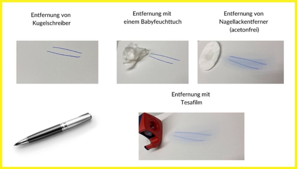 Kugelschreiber Flecken aus Kunstleder entfernen