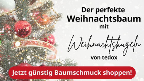 Der perfekte Weihnachtsbaum mit Weihnachtskugeln von tedox – jetzt online und in den tedox Filialen shoppen!