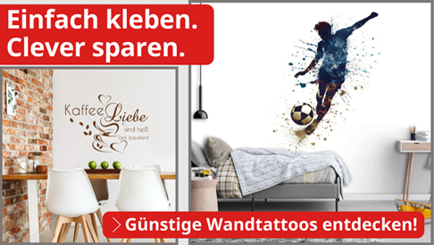 Wandtattoo Fu&szlig;ball und Wandtattoo Kaffee & Liebe &ndash; einfach kleben, clever sparen mit Wandtattoos von tedox
