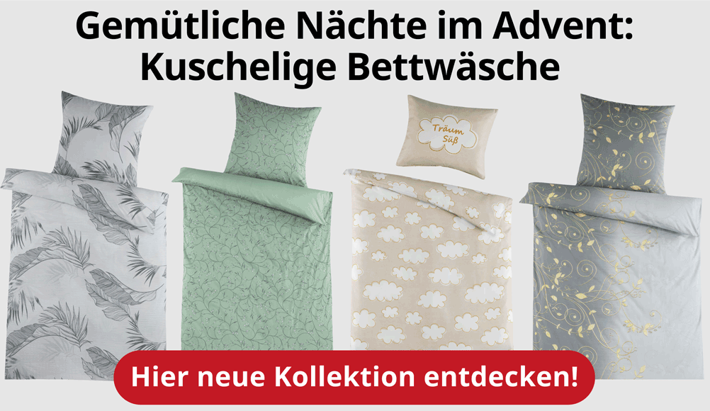 Bettwäsche in verschiedenen Farben und Materialien für kuschelige Nächte im Advent. Jetzt bei tedox bestellen!