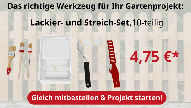 Streichzubehör-Set für Ihr DIY-Projekt: Farbrollen, Pinsel, Rührstab und Farbwanne